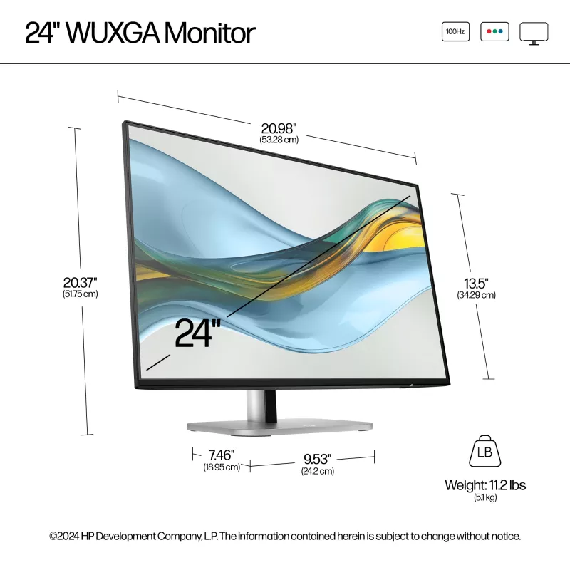 HP Series 5 Pro 24 collu WUXGA monitors - 524pn, 61 cm (24 collas), 1920 x 1200 pikseļi, WUXGA, LCD, 5 ms, melns