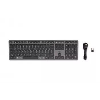 HP 720 Multi-Device Rechargeable Wireless tastatūra, Full-size (100%), Wireless, USB + Bluetooth, Mechanical, QWERTY, Melns