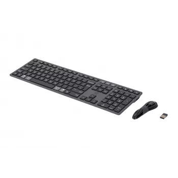 HP 720 Multi-Device Rechargeable Wireless tastatūra, Full-size (100%), Wireless, USB + Bluetooth, Mechanical, QWERTY, Melns