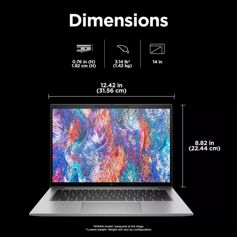 Mobilā darbstacija HP ZBook Firefly G11 14 collas Intel Core Ultra 7 155U 32GB RAM 1TB SSD Intel Graphics Windows 11 Pro