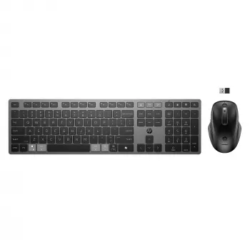 HP 725 vairāku ierīču uzlādējama bezvadu tastatūras un peles komplekts, pilna izmēra bezvadu Bluetooth