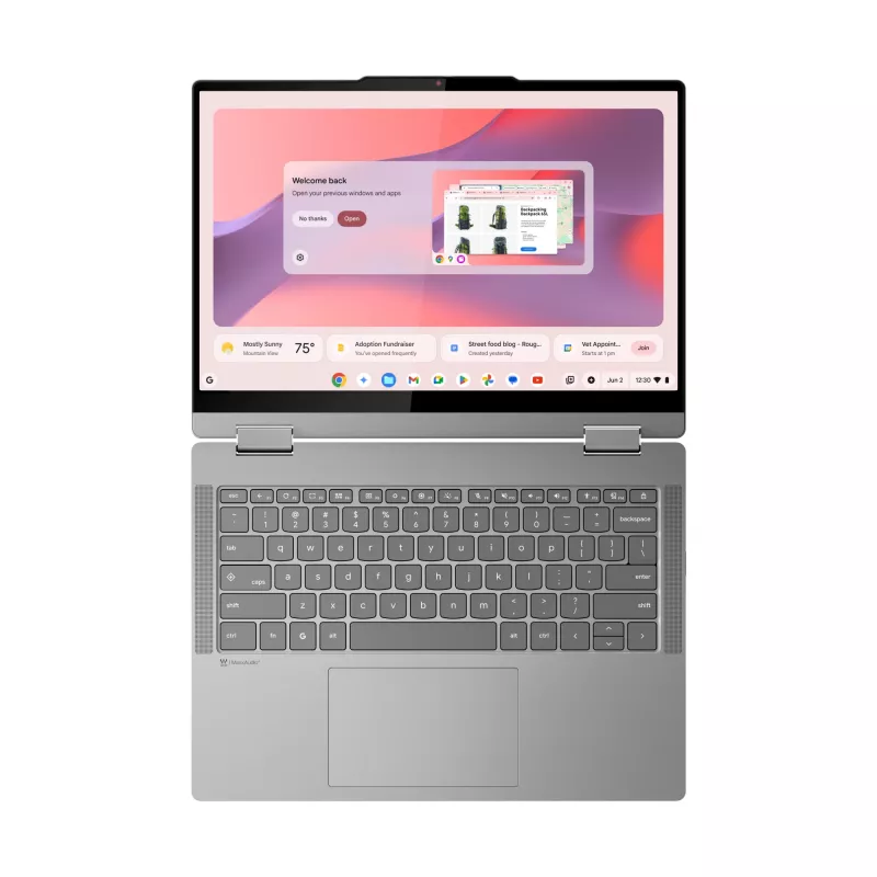 Lenovo Chrome 2in1 14IRU10 Intel Core 5 120U Chromebook 35.6 cm (14 collas) Skārienjūtīgs WUXGA 8 GB LPDDR5-SDRAM 128 GB UFS Wi-Fi 6E (802.11ax) ChromeOS angļu Pelēks