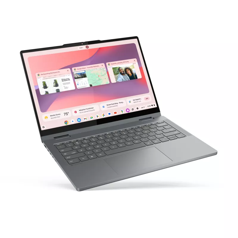 Lenovo Chrome 2in1 14IRU10 Intel Core 5 120U Chromebook 35.6 cm (14 collas) Skārienjūtīgs WUXGA 8 GB LPDDR5-SDRAM 128 GB UFS Wi-Fi 6E (802.11ax) ChromeOS angļu Pelēks