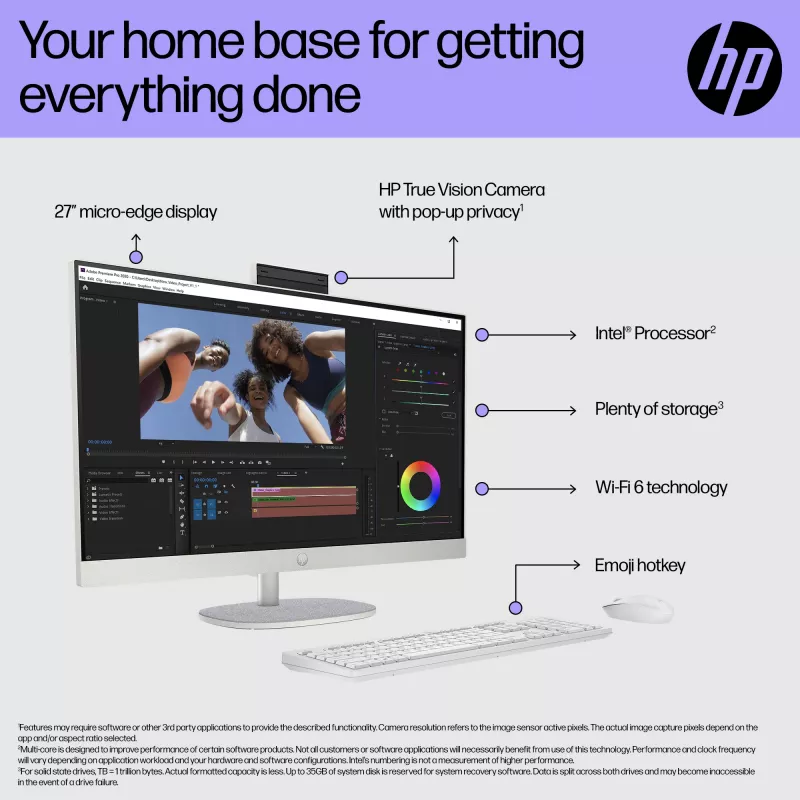 HP All-in-One 27-cr0048na Intel® Core™ i7 i7-1355U 68.6 cm (27 collas) 1920 x 1080 pikseļi Viss-vienā dators 8 GB DDR4-SDRAM 1 TB SSD Windows 11 Home Wi-Fi 6 (802.11ax) Balts