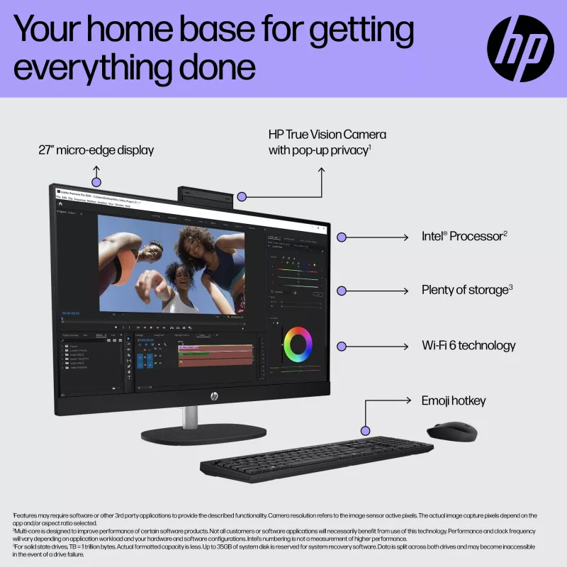 HP All-in-One 27-cr0048na Intel® Core™ i7 i7-1355U 68.6 cm (27 collas) 1920 x 1080 pikseļi Viss-vienā dators 8 GB DDR4-SDRAM 1 TB SSD Windows 11 Home Wi-Fi 6 (802.11ax) Balts