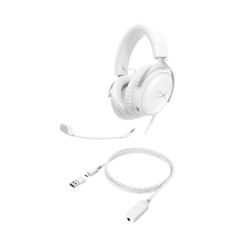 HyperX Cloud III - Spēļu austiņas (balts), Balts, Ķīna, Taizeme, Apkārtauss, Slēgta tipa, 155 mm, 86.7 mm