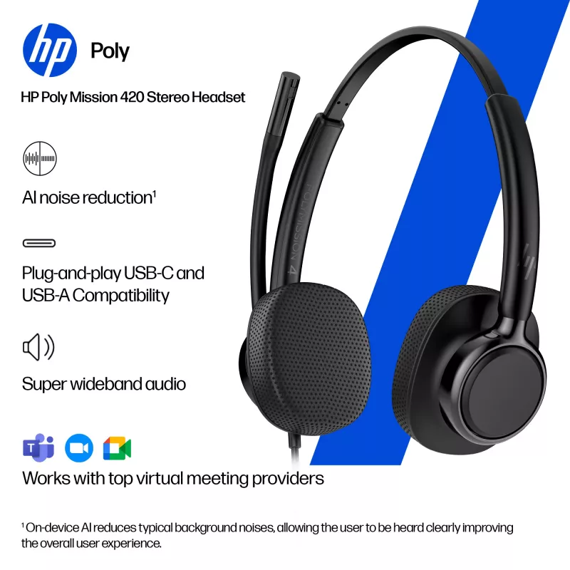 Vadu USB austiņas HP POLY MISSION 415 USB HS CL WW no HP, modelis C01A9AA#AC3