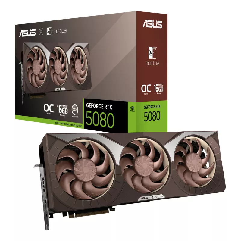 Grafikas karte ASUS GeForce RTX 5080 16 GB GDDR7, PCIe 5.0, 256-bit, 385×80×151 mm, 3 ventilatori, 16-pin barošana
