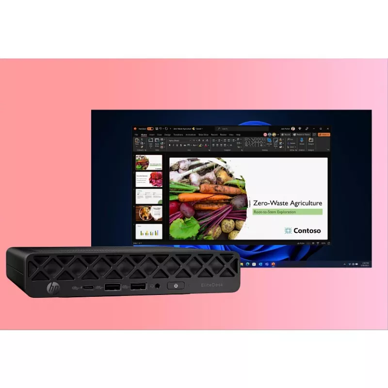 Mini PC HP EliteDesk 8 Mini G1i AI — Intel Core Ultra 7 265T, 16 GB DDR5, 1 TB SSD, Windows 11 Pro, Melns