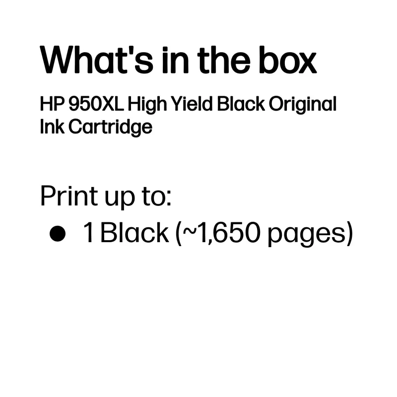 HP 950XL lielas ietilpības melns oriģinālais tintes kārtridžs, melns, 1 gab., 1650 lapas