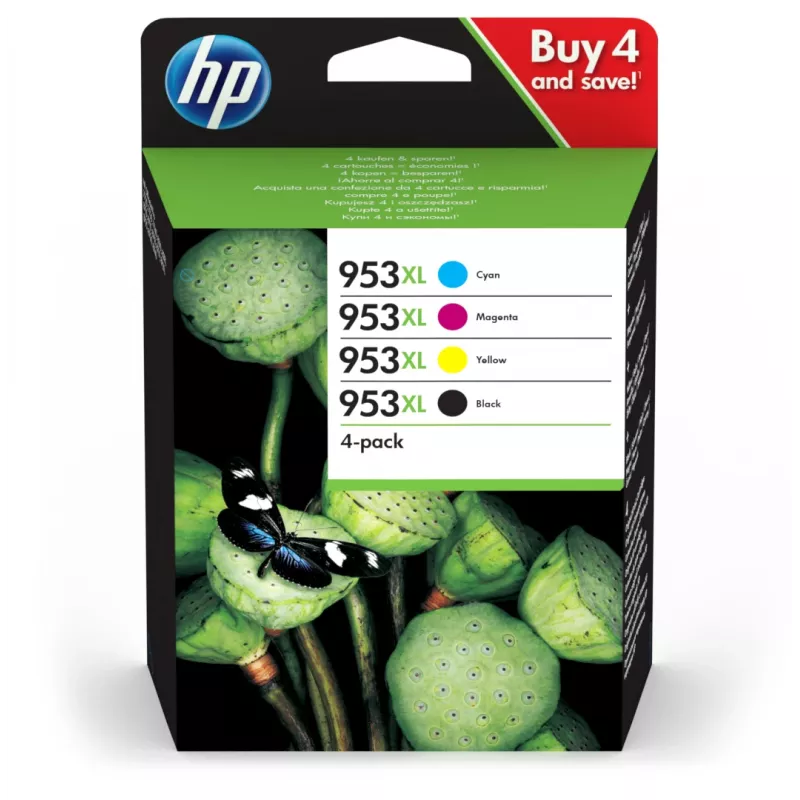 HP 953XL tintes kasetne oriģināla augstas (XL) ietilpības melna, ciāna, fuksīna, dzeltena