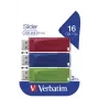 Verbatim Slider - USB zibatmiņa - 3x16 GB - zila/sarkana/zaļa, 16 GB, USB Type-A, 2.0, Slide, 8 g, zila, zaļa, sarkana