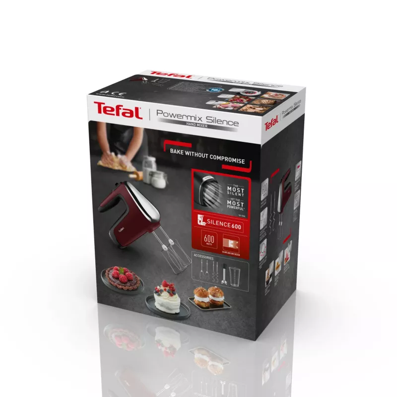Tefal Powermix Silence HT6525 rokas mikseris, 500 W, sarkans