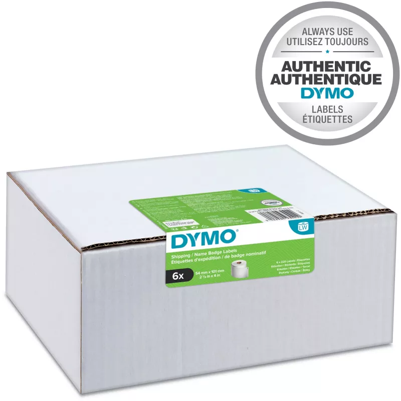 Etiķešu ruļļu iepakojums Dymo LabelWriter 101 x 54 mm, baltas papīra etiķetes, 24 ruļļi (220 etiķetes/rullī)
