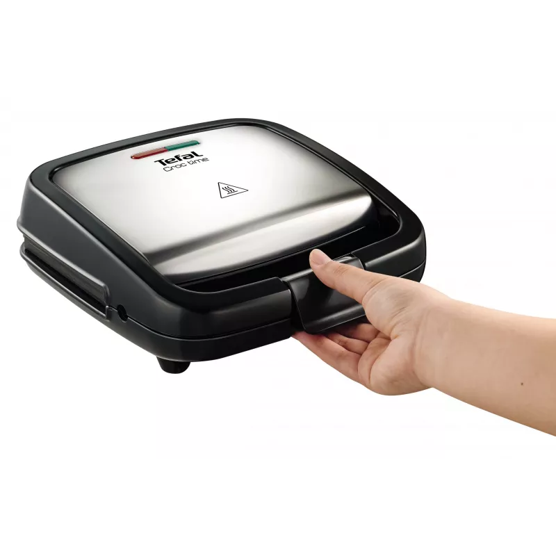 Kontaktgrils Tefal SM193D — galda elektriskais grils, melns un nerūsējošais tērauds, 1,9 kg