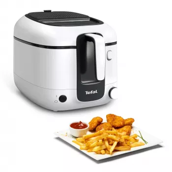 Friteze Tefal Super Uno FR3101 — viena 1800 W, 1.5 kg pārtikas ietilpība, 2.2 L eļļas, melna/balta