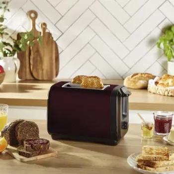 Tosteris MOULINEX LT5S05E0 — 2 šķēlēm, 1300 W, nerūsējošā tērauda korpuss, melns/sarkans