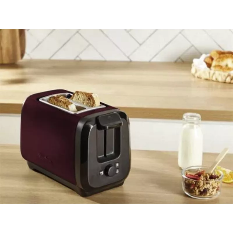 Tosteris MOULINEX LT5S05E0 — 2 šķēlēm, 1300 W, nerūsējošā tērauda korpuss, melns/sarkans