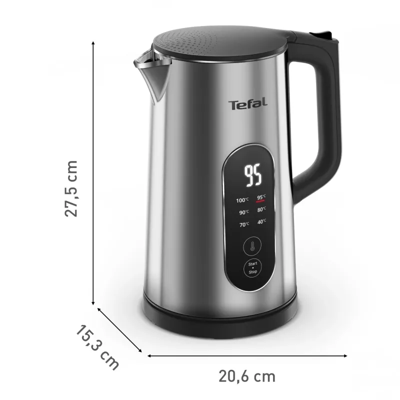 Tefal Selection KI871DE0 elektriskā tējkanna 1.7 L 1500 W Melna, Nerūsējošais tērauds