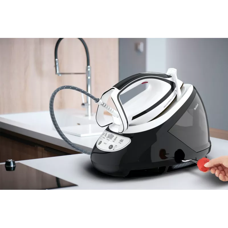 Tefal Pro Express Ultimate GV9550 1.9 L Durilium AirGlide Autoclean zole Melns, Balts