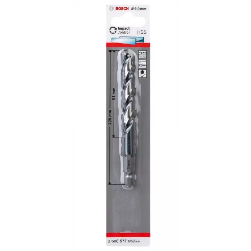 Vītgrieža urbis Bosch HSS ar sešstūra kātu 9 mm