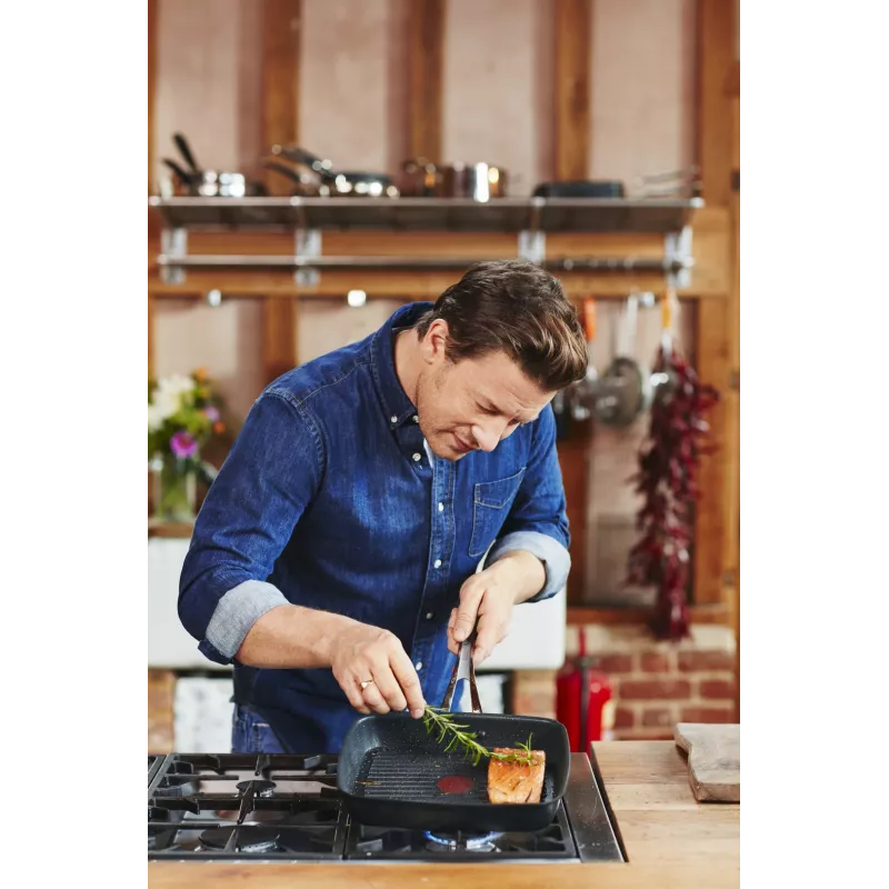 Tefal Jamie Oliver E24541 kvadrātveida 2,5 l melns cepšanas trauks — dibena Ø 17,5 cm, izmērs 290×458 mm
