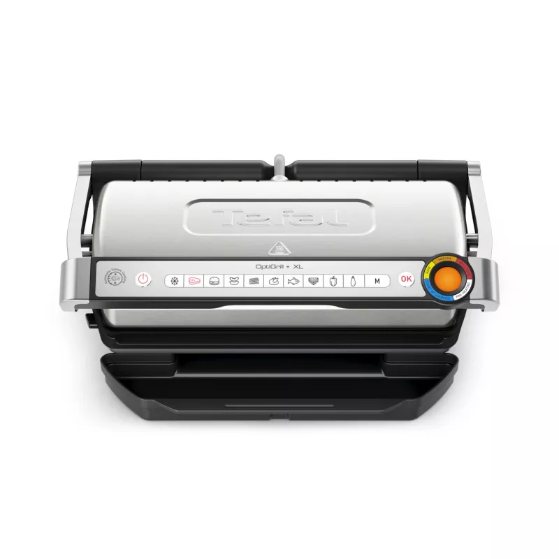Kontaktgrils Tefal Optigrill+ XL GC727D10 — 2000 W, taisnstūra metāla korpuss, 445×365×175 mm