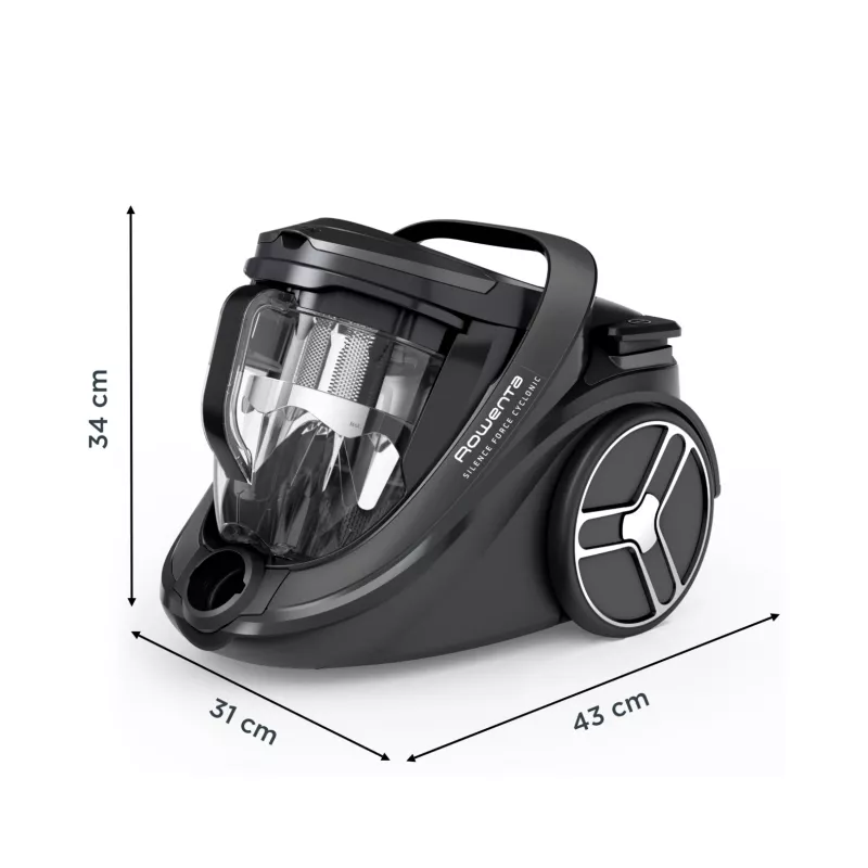 Cilindra putekļsūcējs Rowenta Silence Force RO7935 — 500 W, bezmaisa cikloniskais, 2,5 L, HEPA, 59 dB