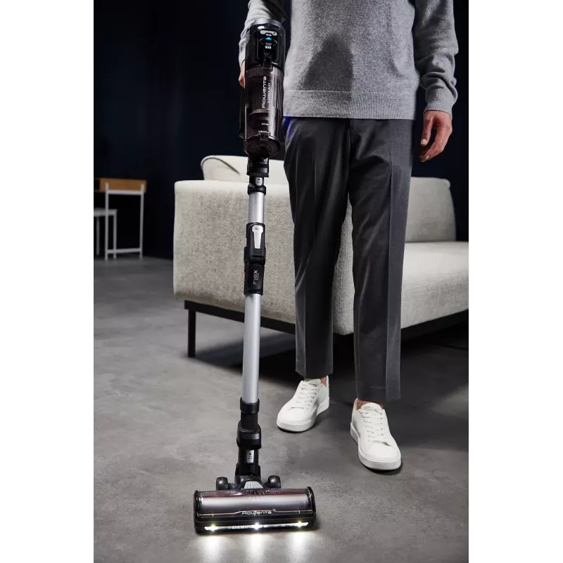 Bezvada slotas putekļsūcējs Rowenta X-Force Flex 13.60 RH9A36WV — 60 min darbības laiks, 0,65 L bezmaisa, ciklonisks, violets