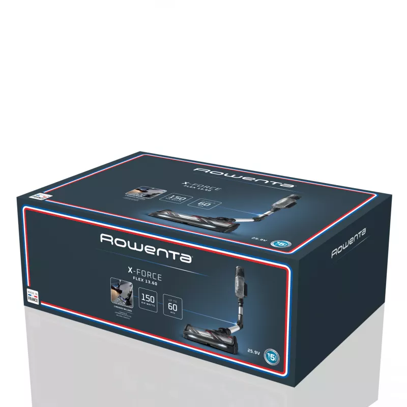 Rowenta X-Force Flex RH9L55E0 stick vacuum/elektriskā slota 2-in-1 vertikālais putekļsūcējs Ar bateriju Sauso uzkopšanu Bez maisiņa 0.65 L Melns