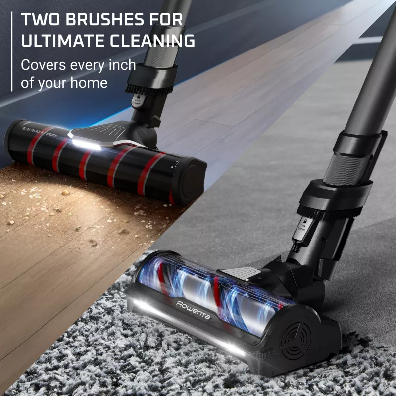 Rowenta X-Force Flex RH9L55E0 stick vacuum/elektriskā slota 2-in-1 vertikālais putekļsūcējs Ar bateriju Sauso uzkopšanu Bez maisiņa 0.65 L Melns