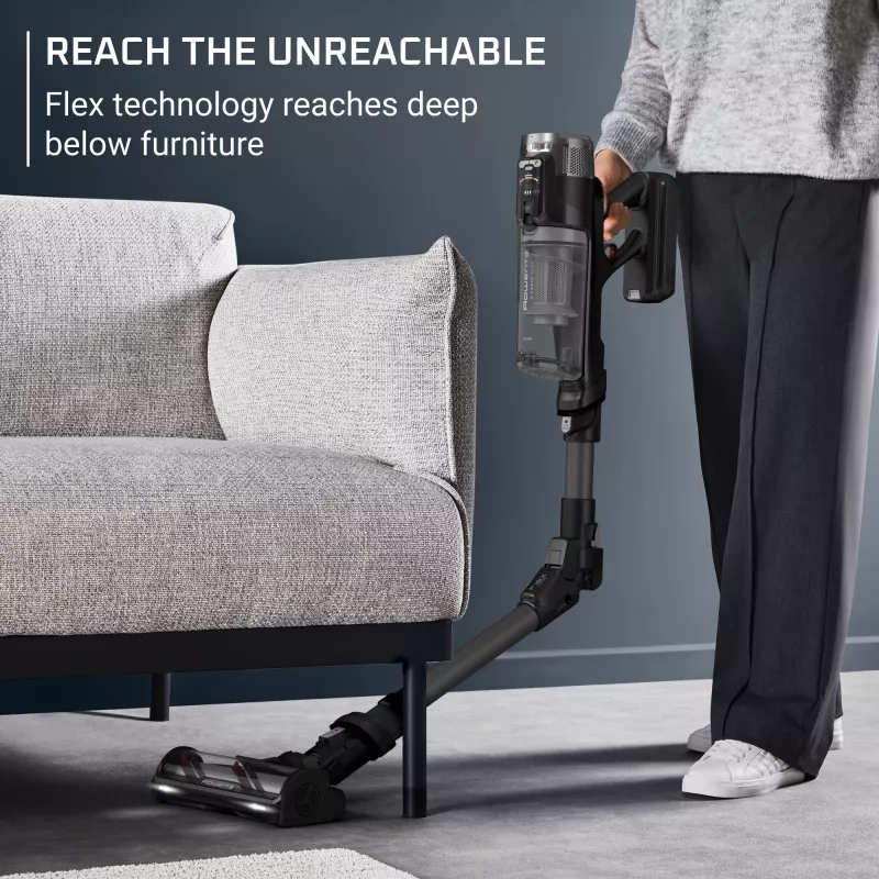 Rowenta X-Force Flex RH9L55E0 stick vacuum/elektriskā slota 2-in-1 vertikālais putekļsūcējs Ar bateriju Sauso uzkopšanu Bez maisiņa 0.65 L Melns