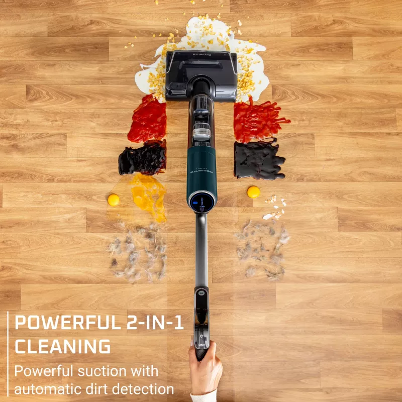 Rowenta X-Clean 7 GZ5735E0 stieņa putekļsūcējs/elektriskā slota Baterija Sausā un mitrā tīrīšana Bez maisiņa 0,5 L Melna, Hromēta