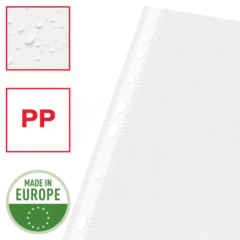 Esselte plastikāta kabatiņas A4 – Economy –, 210 x 297 mm (A4), caurspīdīgas, polipropilēns (PP), portretorientācija, augšējā atvere, 230 mm