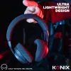 Konix PULSAR austiņas ar vadu un bezvadu savienojamību, galvas lentes, spēlēm, USB Type-C, Bluetooth, melnas