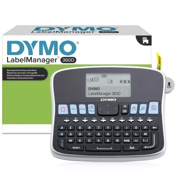 DYMO LabelManager galda etiķešu printeris | 360D uzlādējams rokas etiķešu printerisViegli lietojamsViena pieskāriena viedie taustiņiQWERTY tastatūraLiels displejs | Mājas un biroja organizēšanai