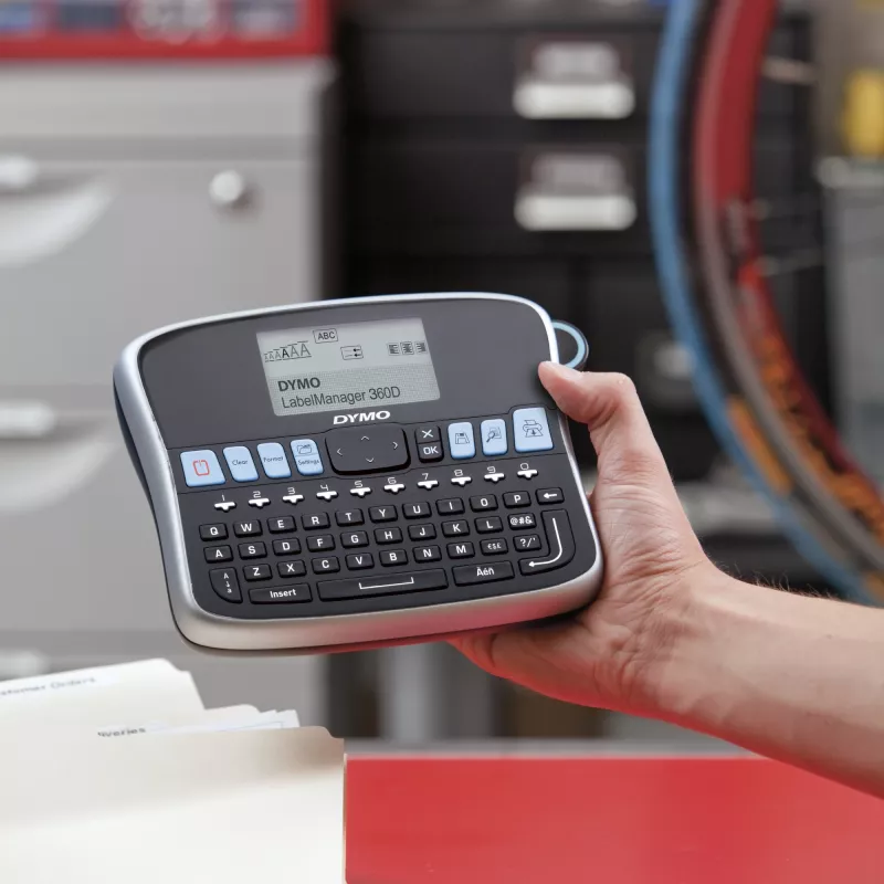 DYMO LabelManager galda etiķešu printeris | 360D uzlādējams rokas etiķešu printerisViegli lietojamsViena pieskāriena viedie taustiņiQWERTY tastatūraLiels displejs | Mājas un biroja organizēšanai