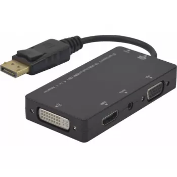 Hypertec 127377-HY video kabeļa adapteris DisplayPort DVI-D + VGA (D-Sub) + HDMI Melns