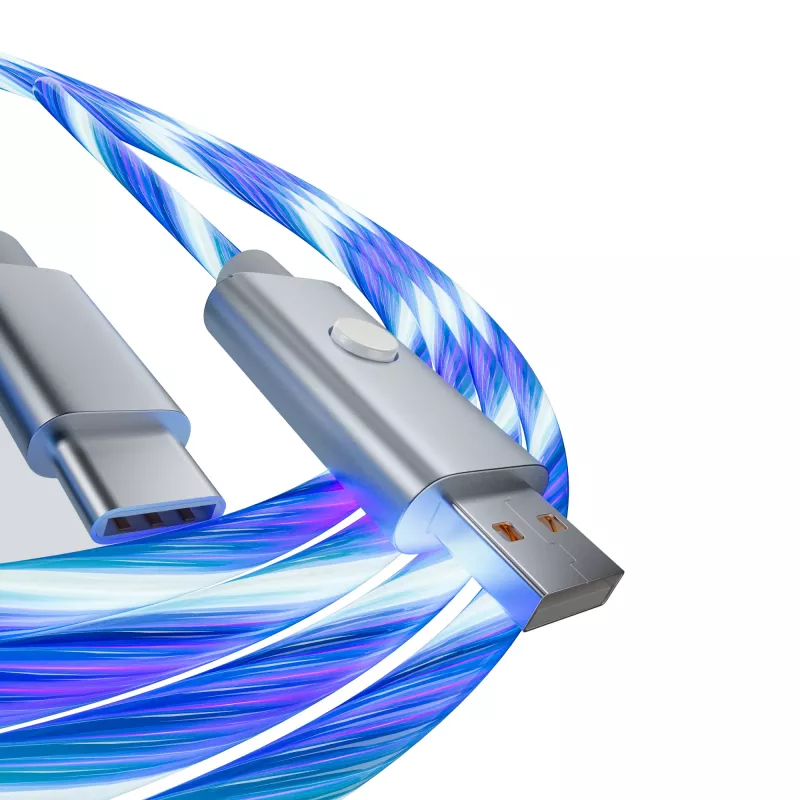 Oniverse USB-A–USB-C ātrās uzlādes kabelis ar LED – 2 metri – balts (vairākplatformu)