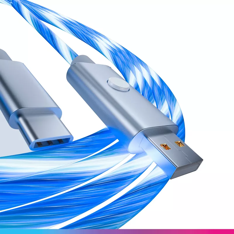 Oniverse USB-A–USB-C ātrās uzlādes kabelis ar LED – 2 metri – balts (vairākplatformu)