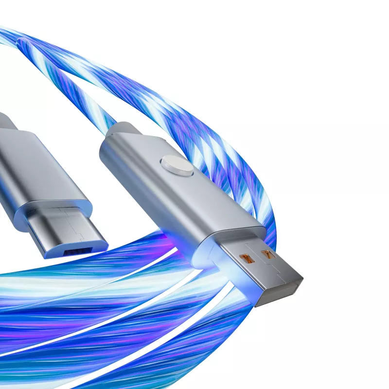 Oniverse Micro USB uzlādes kabelis ar LED - 2 metri - Balts (Multiplatform)