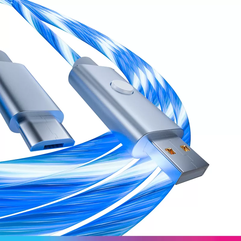 Oniverse Micro USB uzlādes kabelis ar LED - 2 metri - Balts (Multiplatform)