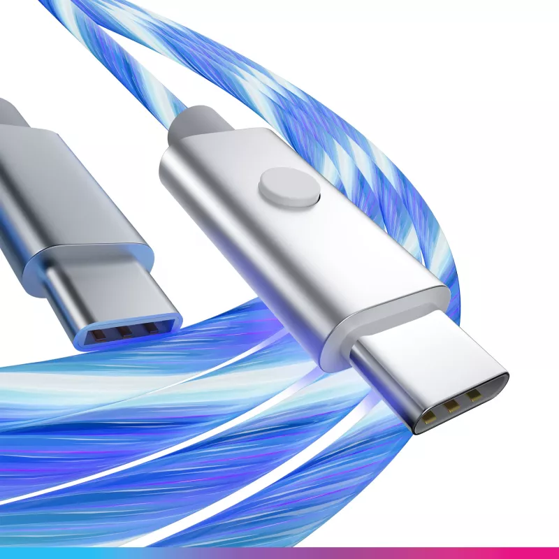 Oniverse USB-C–USB-C ātrās uzlādes kabelis – 2 metri – LED (vairākplatformu)