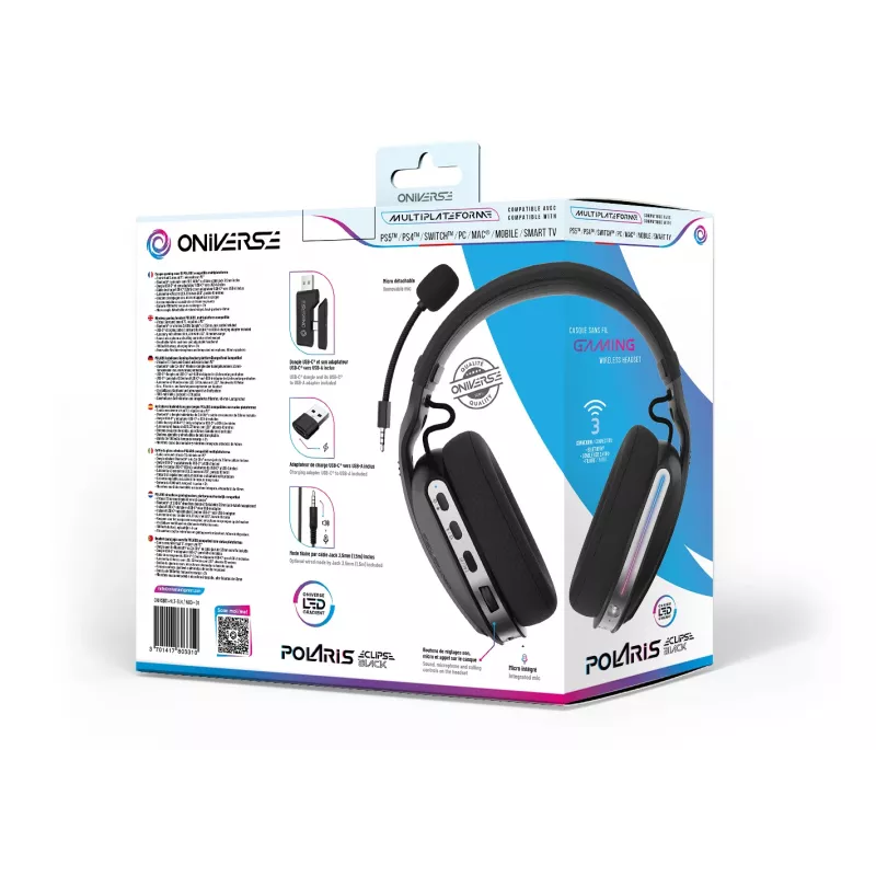 Oniverse Wireless Gaming Headset Polaris - Eclipse Melns (Multiplatform)