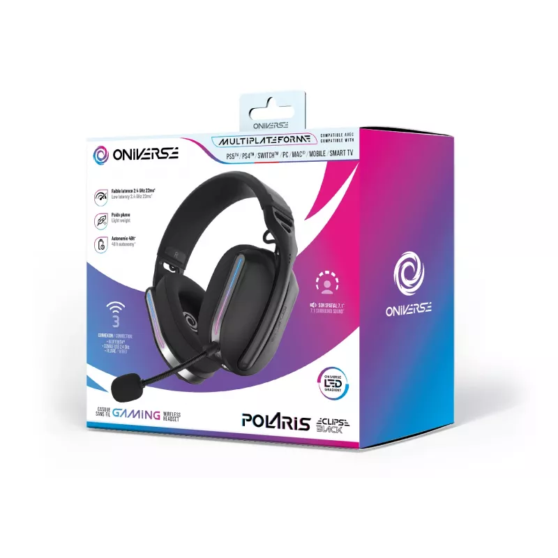 Oniverse Wireless Gaming Headset Polaris - Eclipse Melns (Multiplatform)