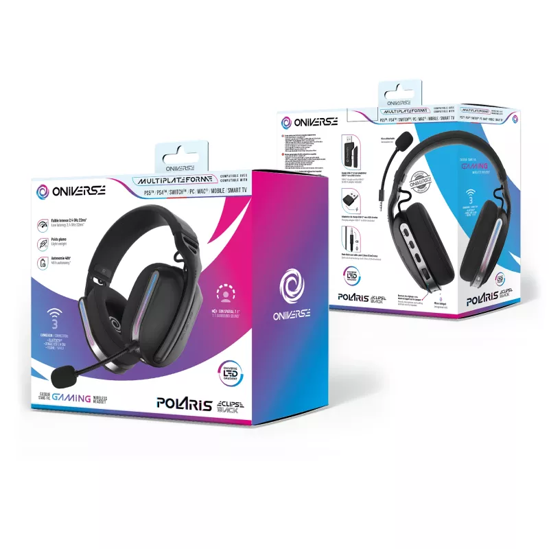 Oniverse Wireless Gaming Headset Polaris - Eclipse Melns (Multiplatform)