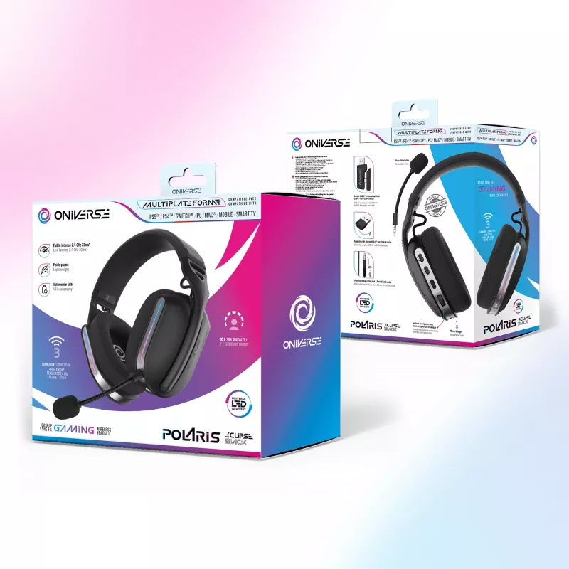 Oniverse Wireless Gaming Headset Polaris - Eclipse Melns (Multiplatform)