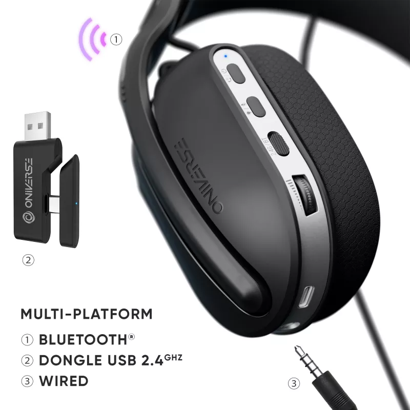 Oniverse Wireless Gaming Headset Polaris - Eclipse Melns (Multiplatform)
