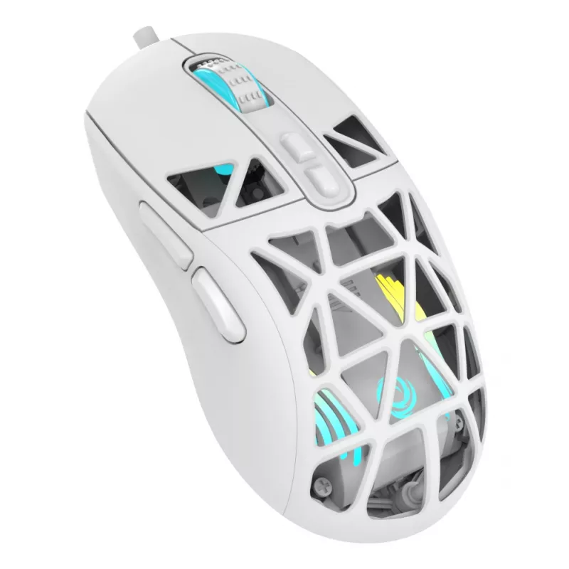 Oniverse - Vadu spēļu pele Kryo - Luxion balta (PC), Piemērota abām rokām, Optiskā, USB Type-A, 13800 DPI, Balta
