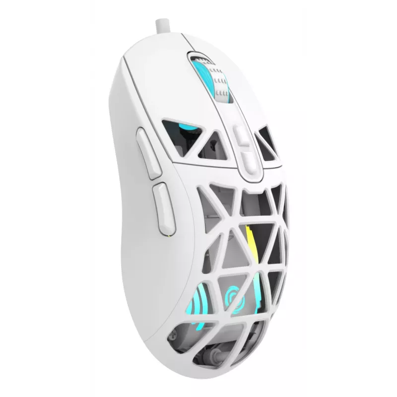 Oniverse - Vadu spēļu pele Kryo - Luxion balta (PC), Piemērota abām rokām, Optiskā, USB Type-A, 13800 DPI, Balta